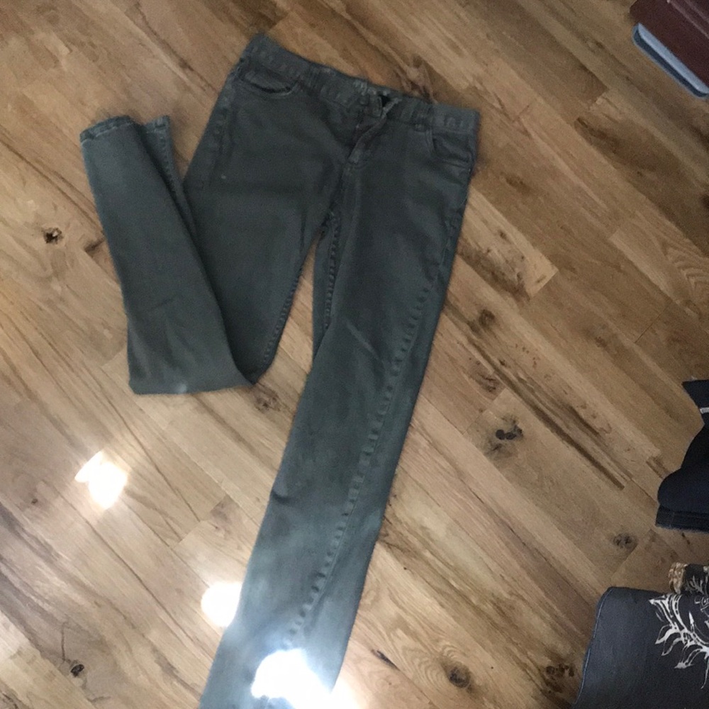 Army green skinny jeans